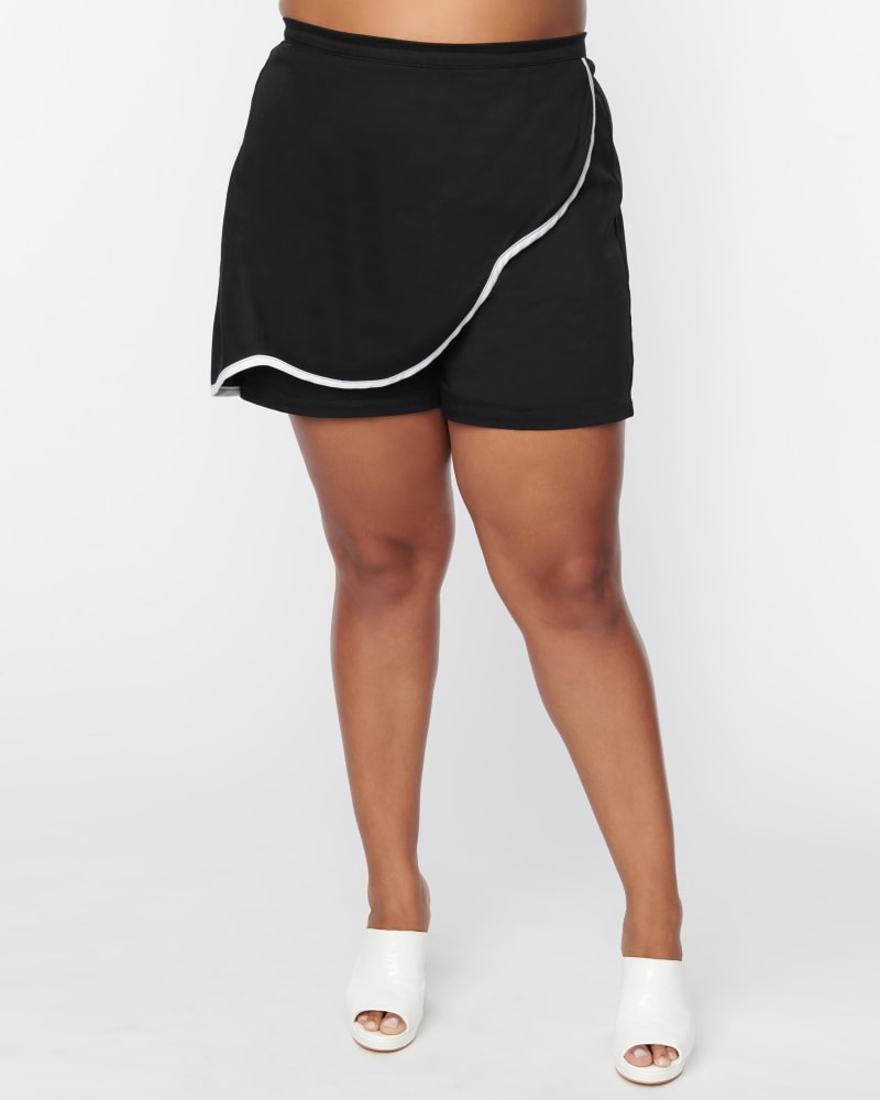 Smak Parlour Plus Size Black Faux Wrap Scalloped Skort Black